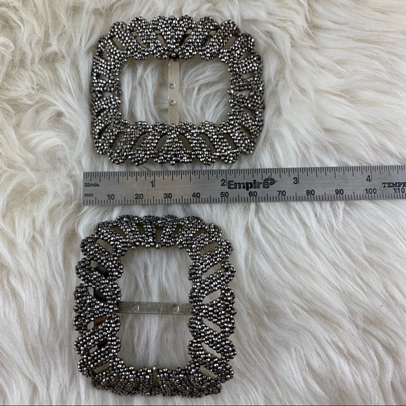 Pair of antique cut steel shoe buckles converted to brooches - Picture 5 of 5